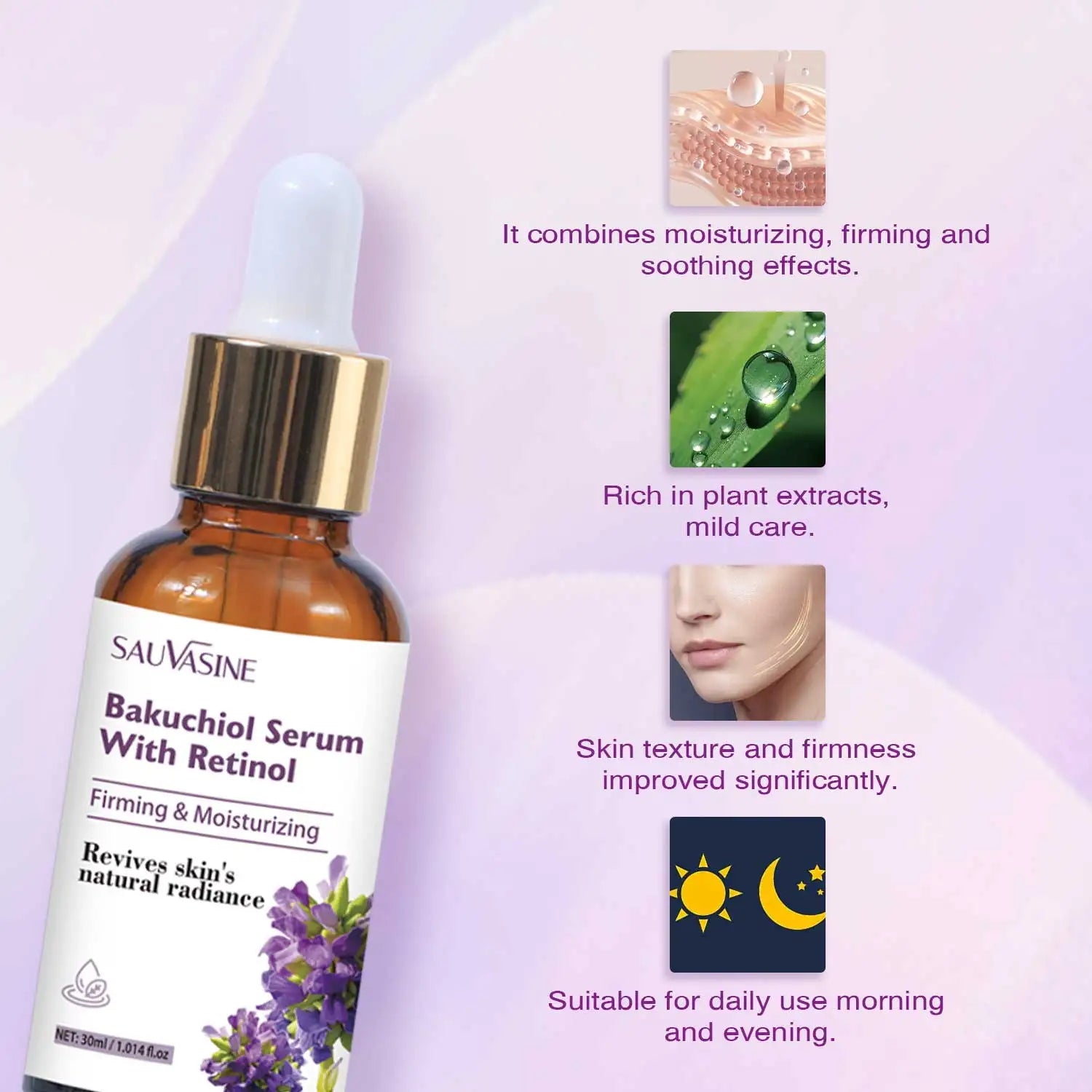 30ml Bakuchiol & Retinol Serum – Moisturizing, Firming, Anti-Aging for Women