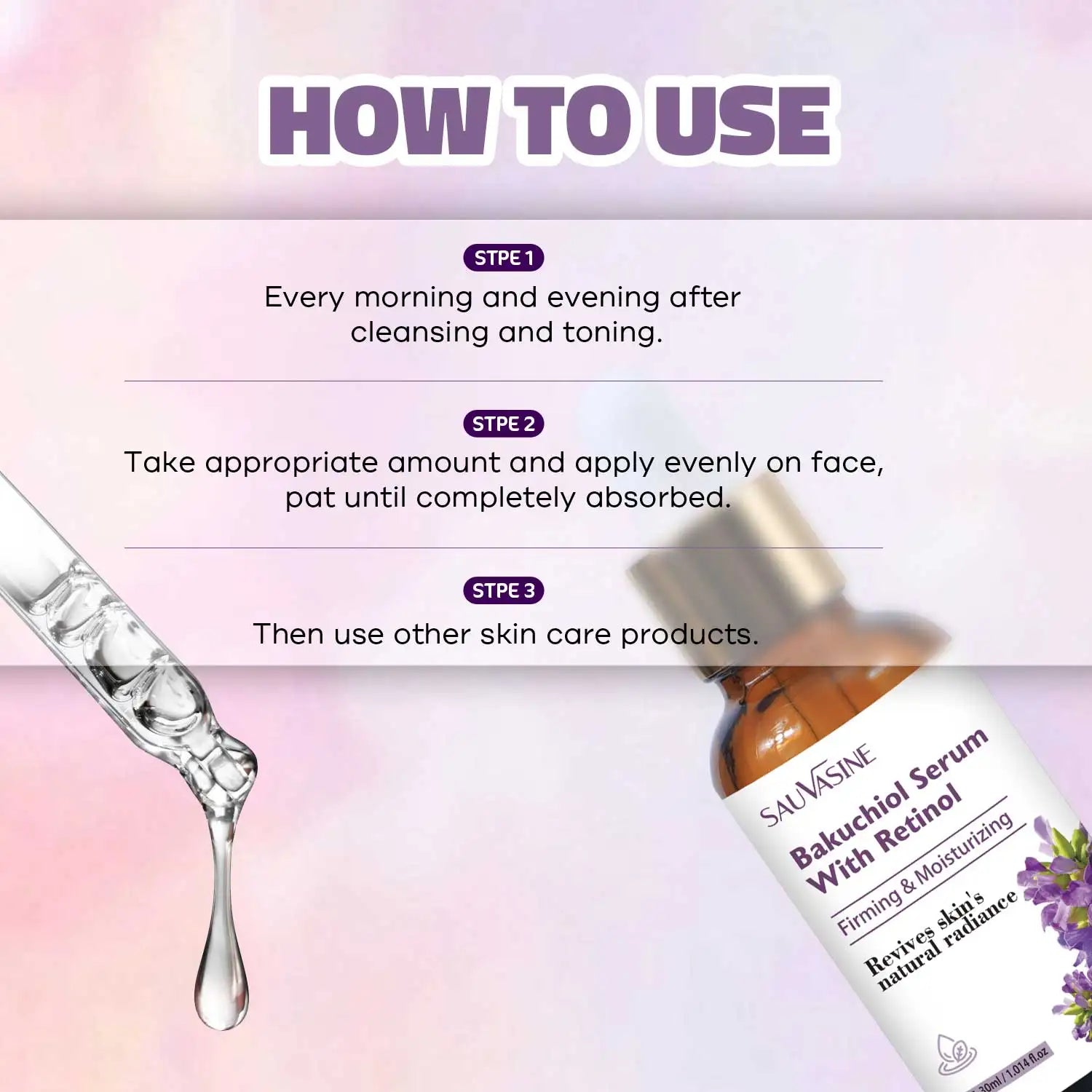 30ml Bakuchiol & Retinol Serum – Moisturizing, Firming, Anti-Aging for Women