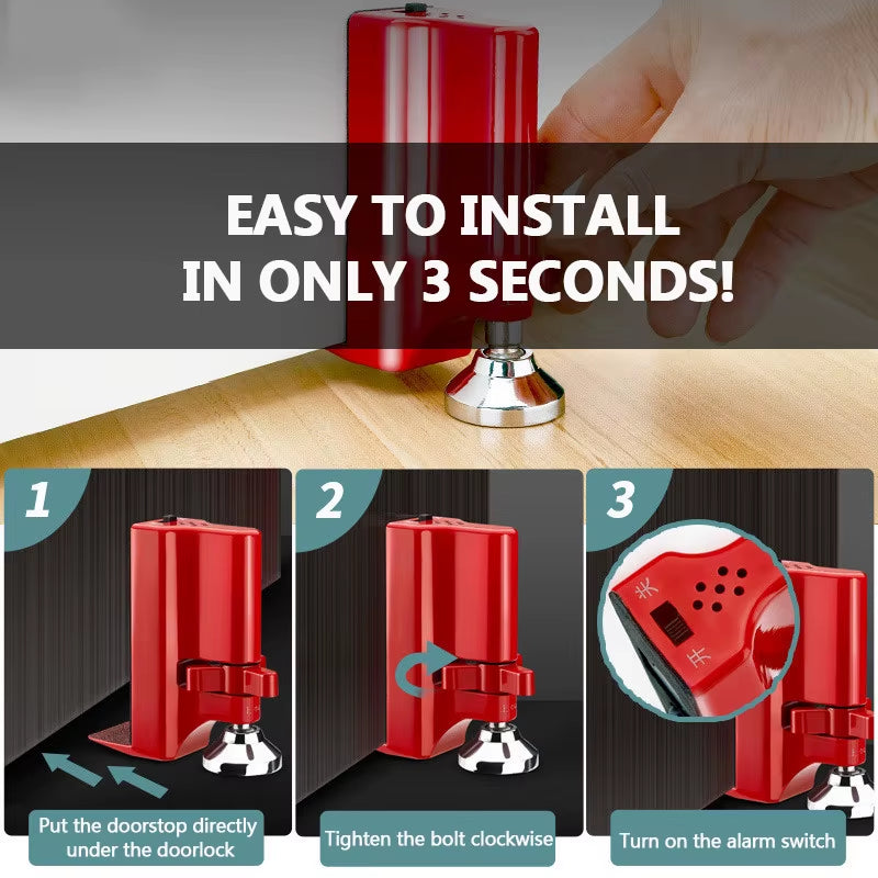 Personal Security Device | Door Lock with Stopper WITH Alarm for Students, Travelers and other People