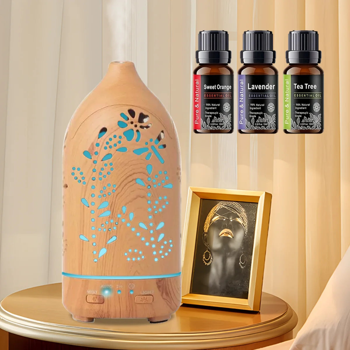 Aromatherapy Diffuser with 7 Color LED Lights - The Perfect Gift Idea for Home, Office, or Spa, Features Auto Shut-Off and Whispe