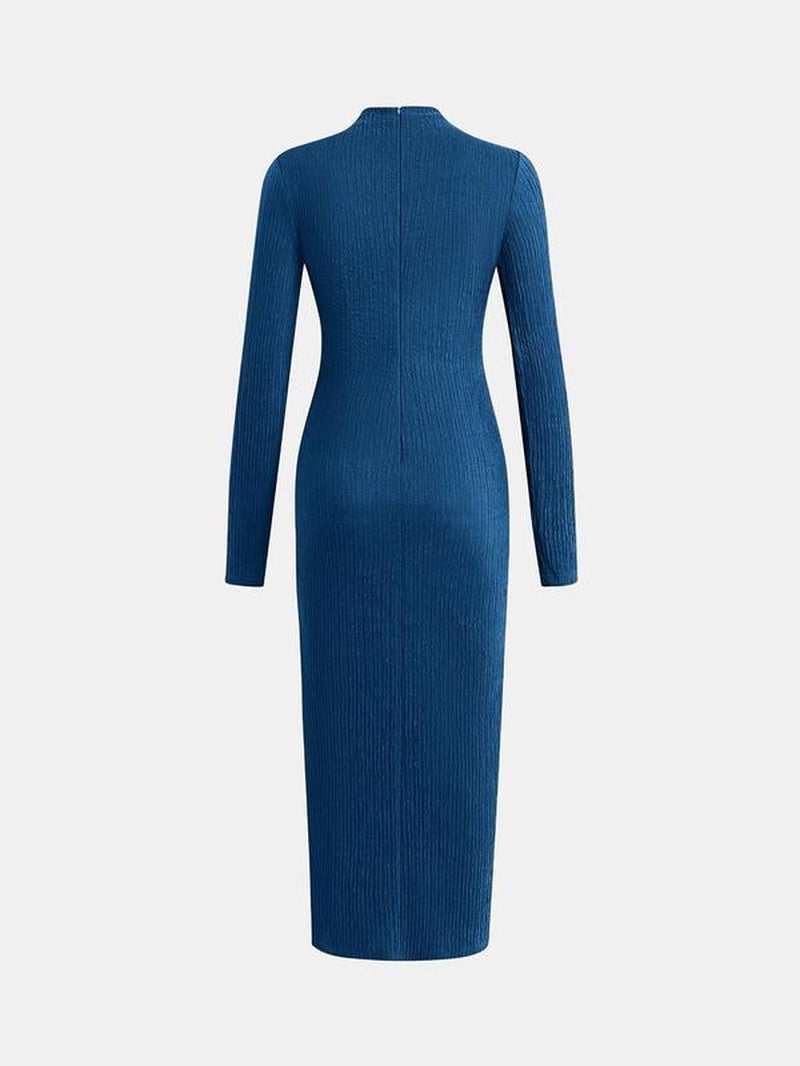 Elegant Women's Ruched Bodycon Dress Long Sleeve Mock Neck Party Wedding Guest Outfit – Fall & Winter Fashion