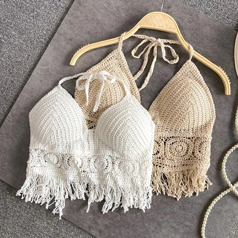 Sexy Boho Crochet Top – Knit Backless Crop Tank