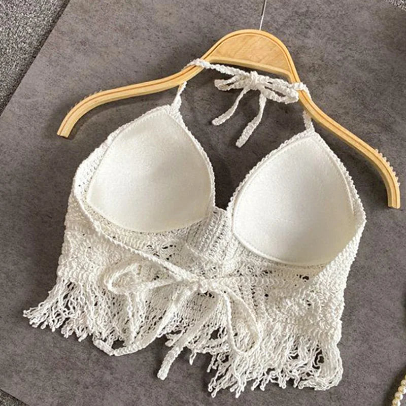 Sexy Boho Crochet Top – Knit Backless Crop Tank
