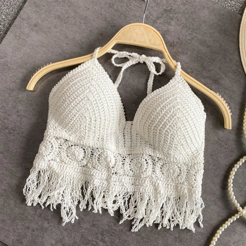 Sexy Boho Crochet Top – Knit Backless Crop Tank